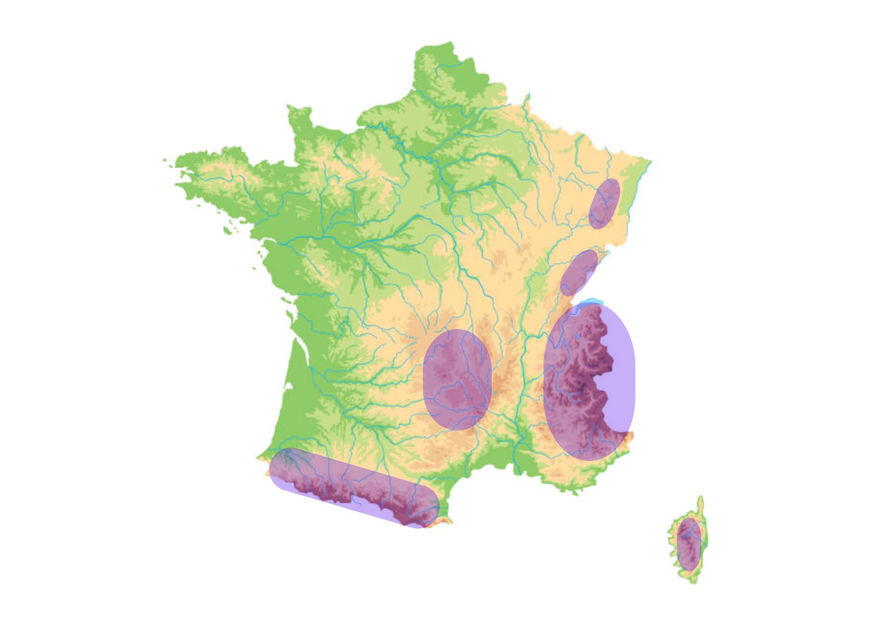 Carte massifs français