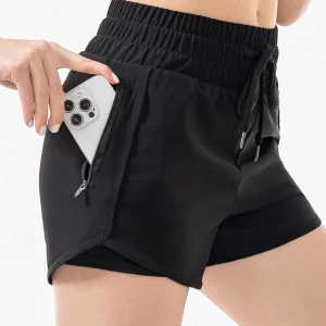Short fitness femme double fermeture éclair
